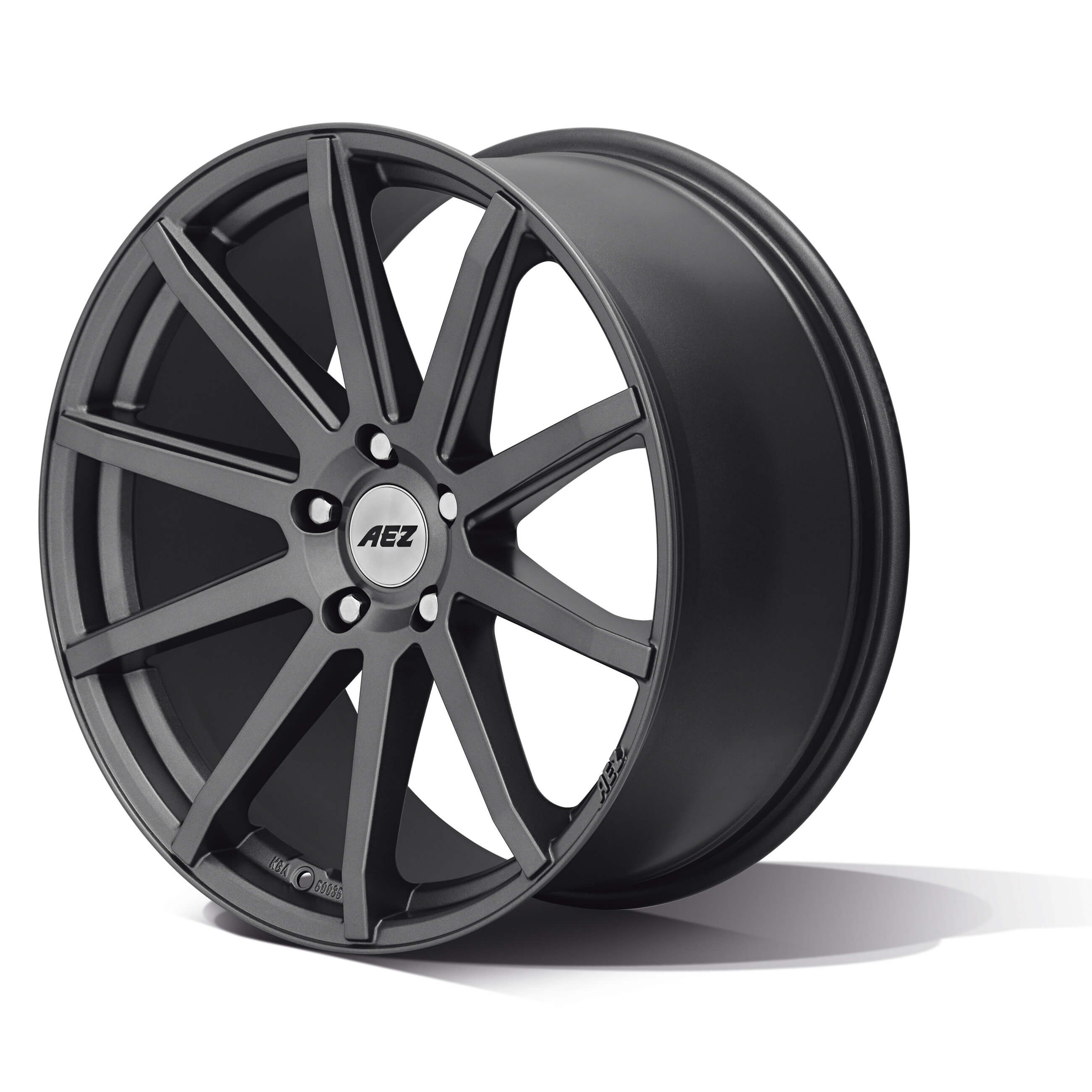 AEZ Straight dark alloy wheel close up full above