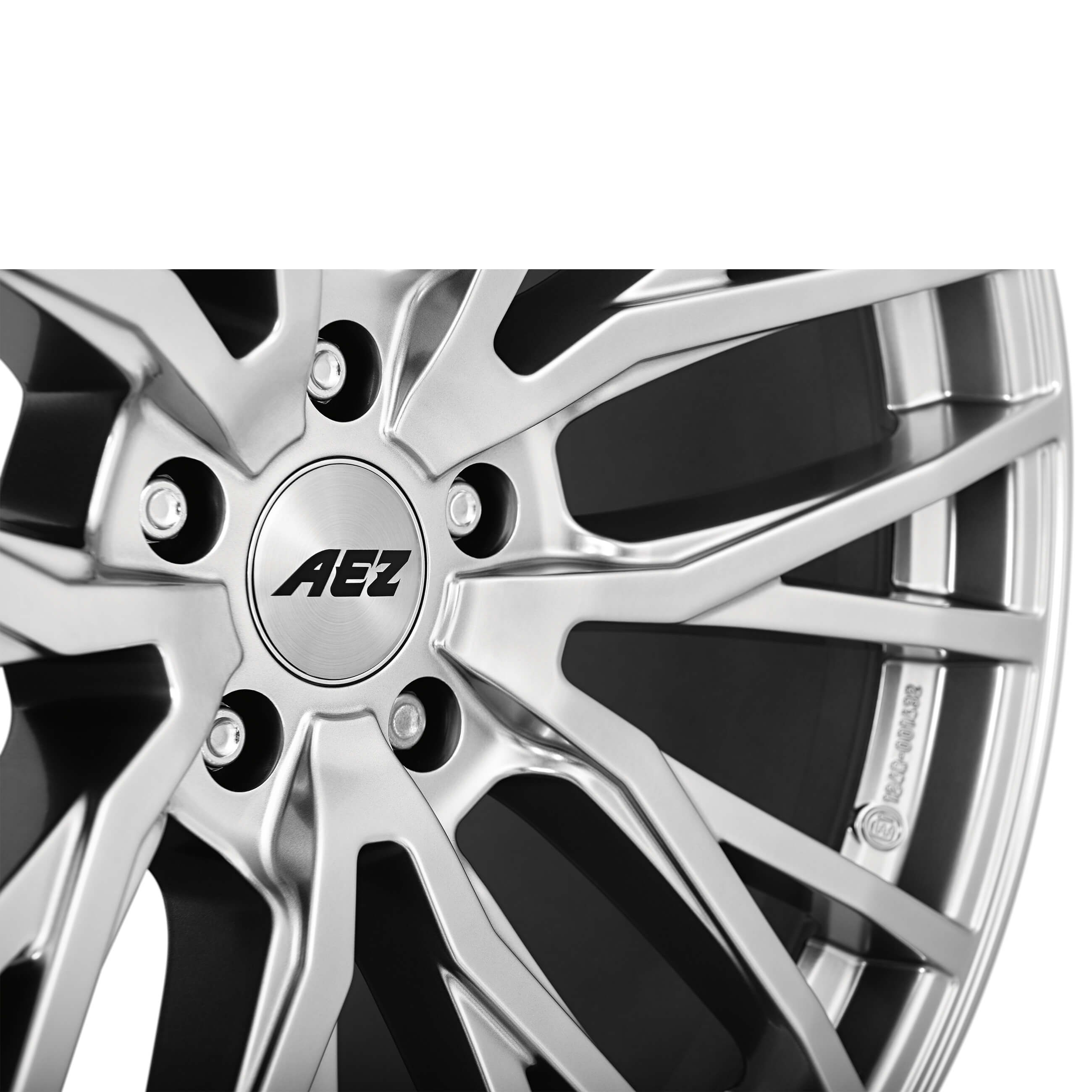 AEZ Panama high gloss alloy wheel cross spoke close up wheel centre