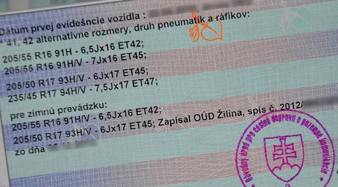 Osvedčenie o evidencii vozidla vzor