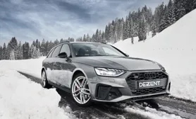 Audi A4 med DEZENT TR silver alufälgar för vintern från OCL Brorssons fälgspecialisten
