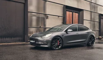 DEZENT AR black Tesla Model 3 front