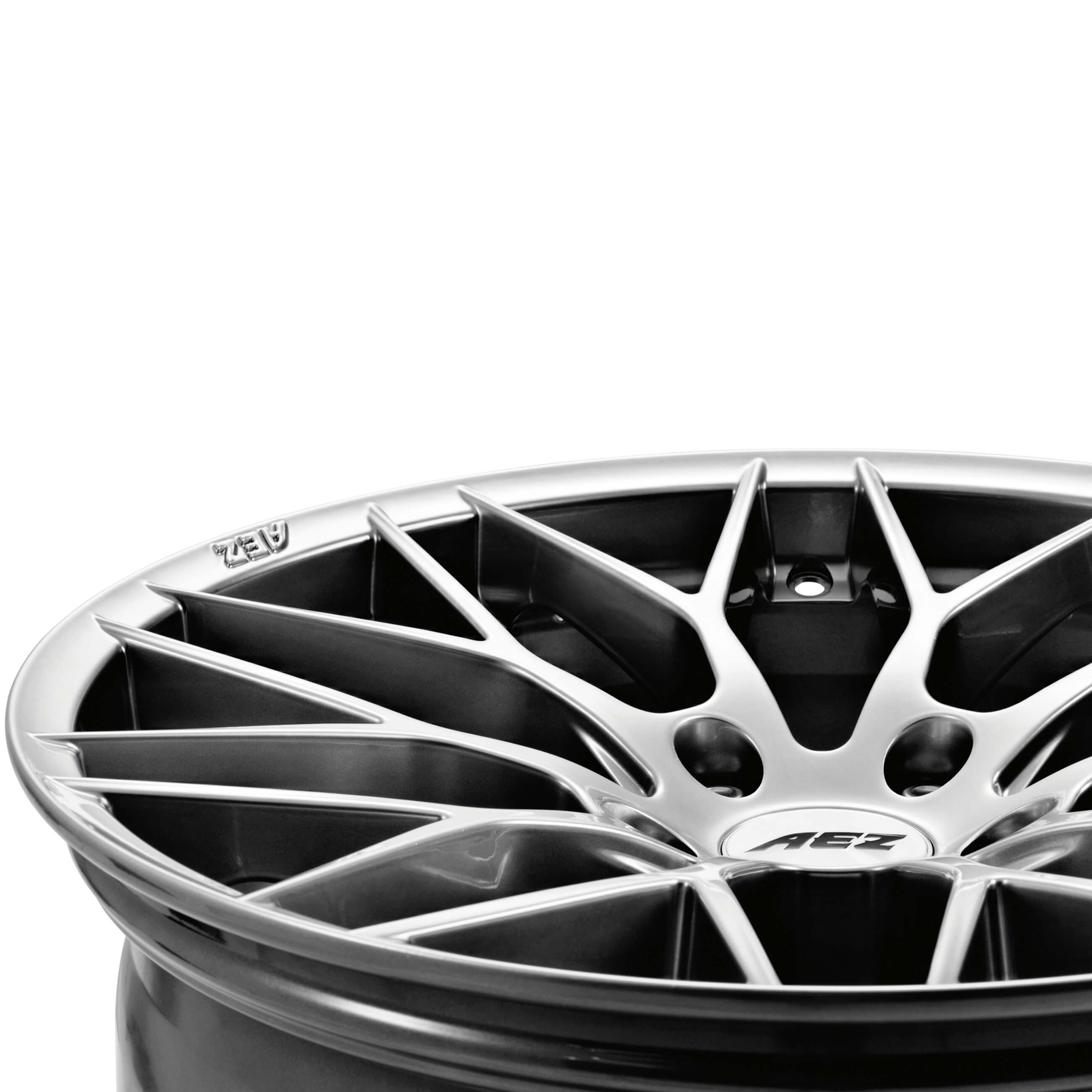 AEZ Antigua high gloss alloy wheel cross-spoke detail front