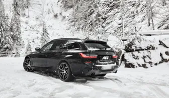 BMW 3-serie touring med AEZ Kaiman dark. Svarta/polerade bmwfälgar för vinter från OCL Brorssons fälgspecialisten