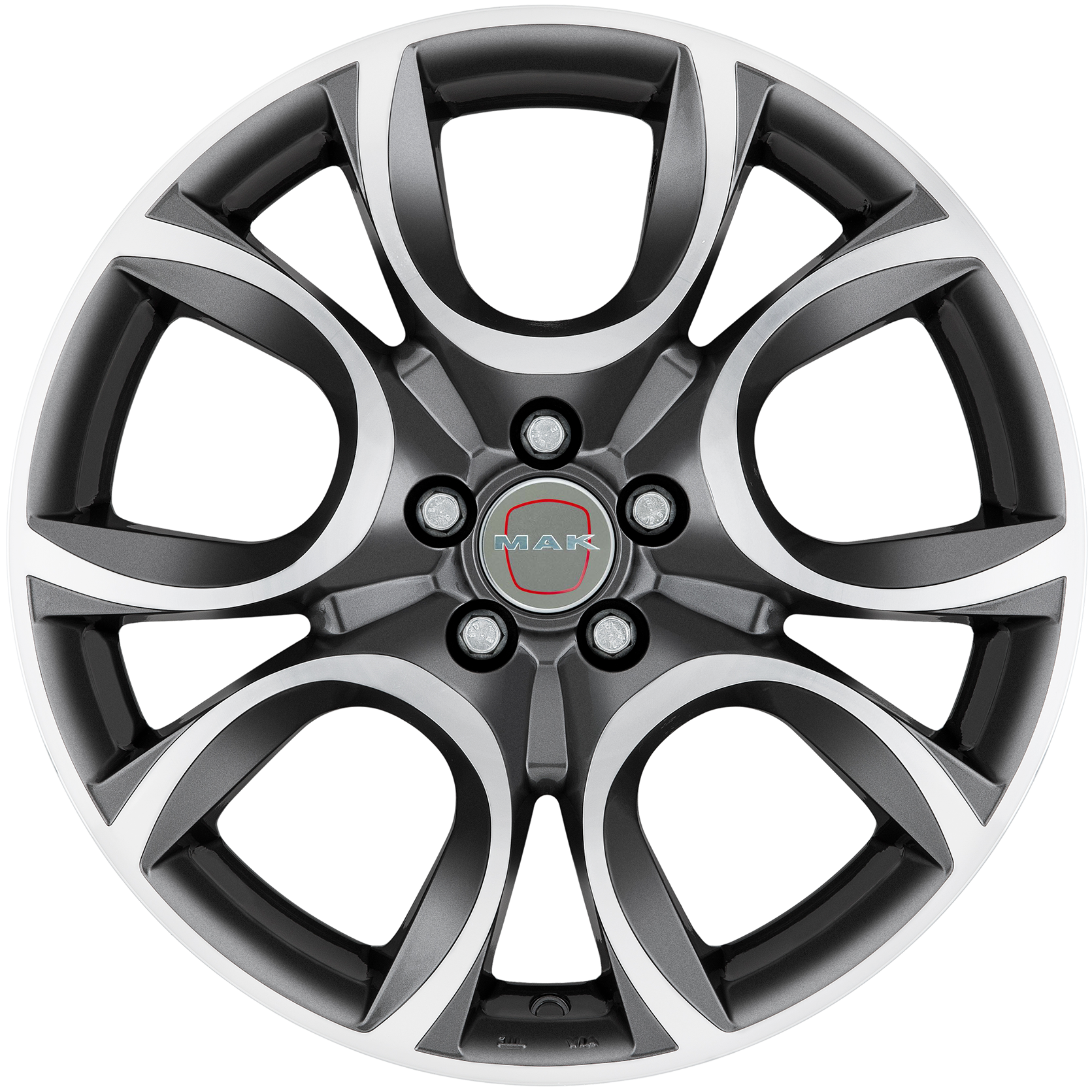 MAK Torino Gun Metallic Mirror 5 Holes Front